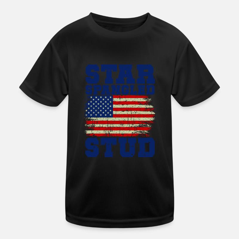 Star Spangled Stud Friedenszeichen USA Flagge Kinder Funktions-T-Shirt