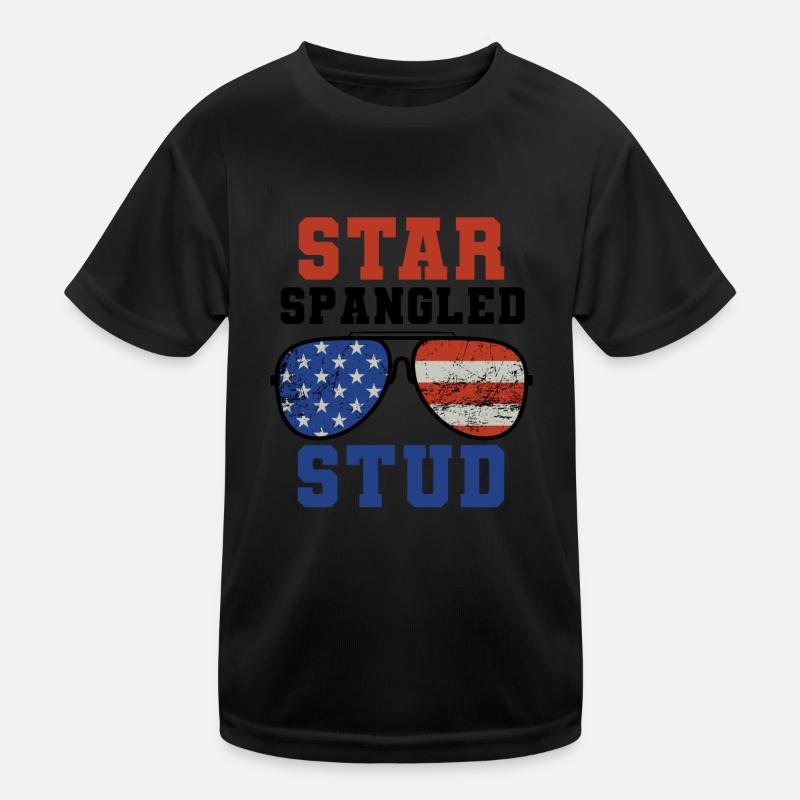 Star Spangled Stud Friedenszeichen USA Flagge Kinder Funktions-T-Shirt