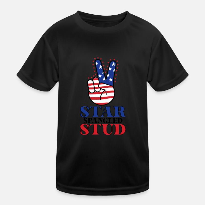 Star Spangled Stud Friedenszeichen USA Flagge Kinder Funktions-T-Shirt