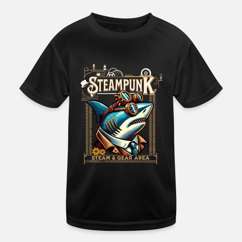 Steampunk Hai Comic Kinder Funktions-T-Shirt