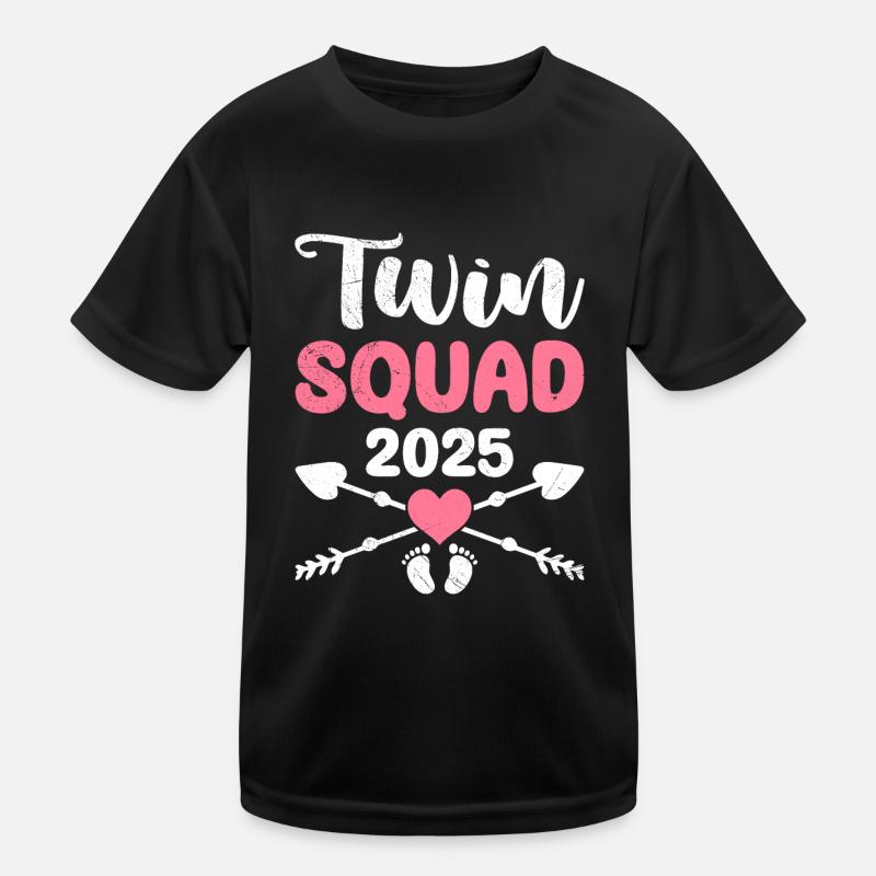 Twins in the Belly TWIN SQUAD 2025 Twin Mom Kids Functional T-Shirt