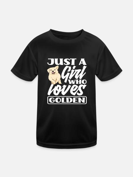Mädchen Frau Golden Retriever - Kinder Funktions-T-Shirt - Schwarz - Vorne