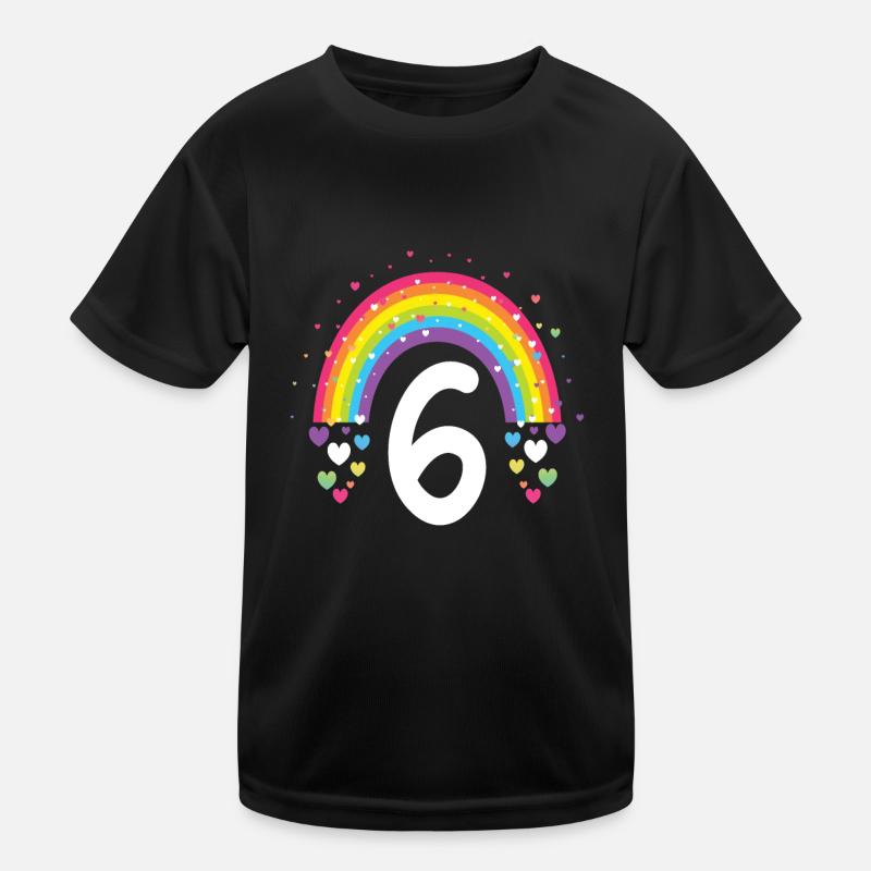 6. Geburtstag Geschenk Regenbogen Geburtstagskind - Kinder Funktions-T-Shirt - Schwarz