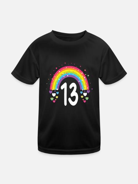13th Birthday Gift Rainbow Birthday Boy - Kids Functional T-Shirt - black - Front