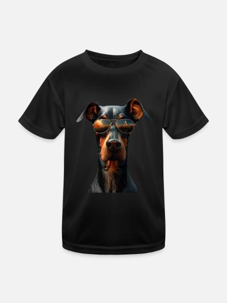 Dobermann Hunde Motiv Wachhund Stolze Dobermänner - Kinder Funktions-T-Shirt - Schwarz