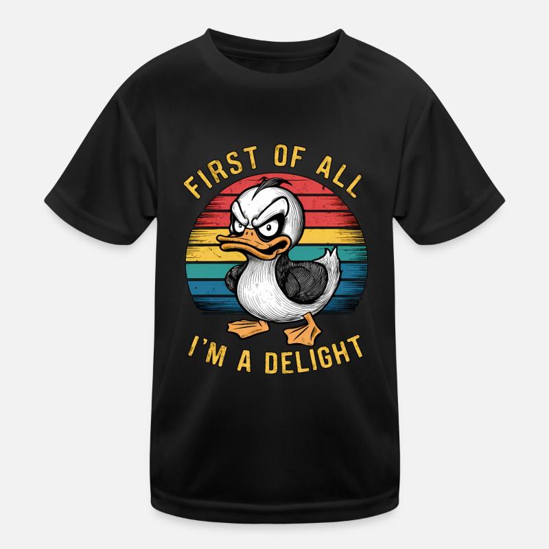 Zunächst einmal bin ich eine Freude Grimmiger Katzenhumor Kinder Funktions-T-Shirt