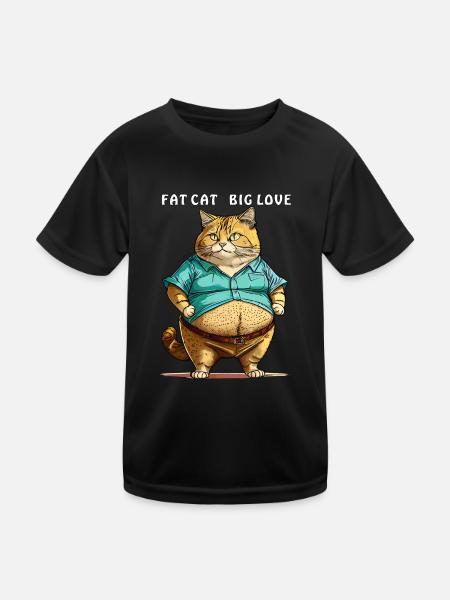FAT CAT BIG LOVE - Kids Functional T-Shirt - black - Front