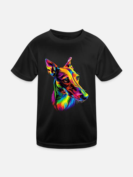 Greyhound Dogs Colorful Colors Pop Art Dog Greyhound - Kids Functional T-Shirt - black - Front