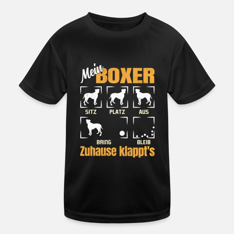 Deutscher Boxer MEIN BOXER ZUHAUSE KLAPPT'S Lustig Kinder Funktions-T-Shirt
