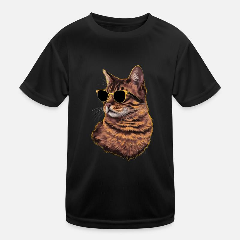 Sonnenbrill mit Katzenmotiv Havanna-Braun Geschenk Kinder Funktions-T-Shirt