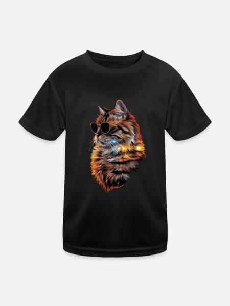 Sonnenbrille mit Perserkatze Geschenk - Kinder Funktions-T-Shirt - Schwarz - Vorne