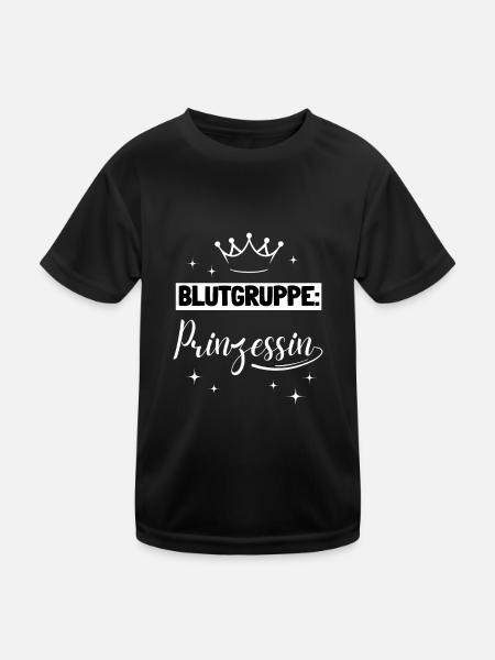Blood Type Princess Funny Women - Kids Functional T-Shirt - black - Front