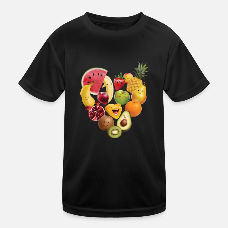 Fruchtcollage Herz Geschenk Kinder Funktions-T-Shirt