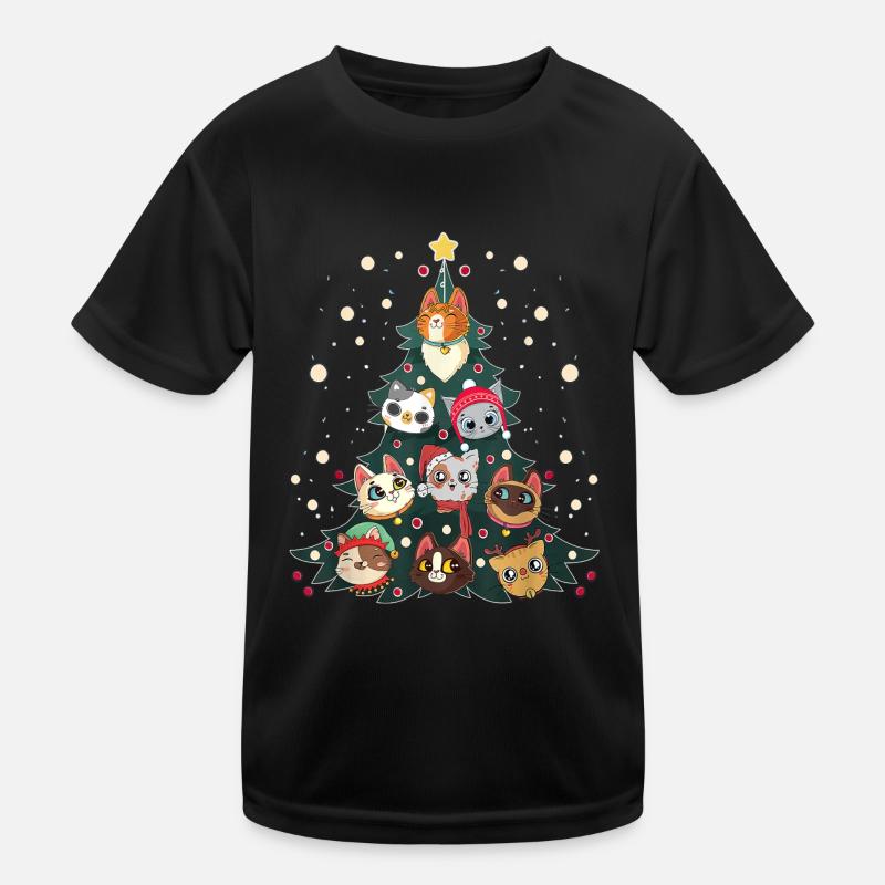 Merry Catmas Chat Drôle Arbre de Noël T-shirt sport Enfant