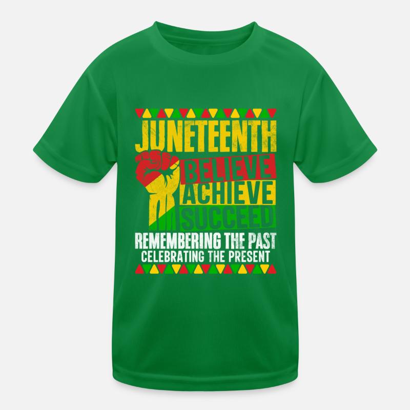 Juneteenth Believe Achieve Succeed BHM Black Kids Functional T-Shirt