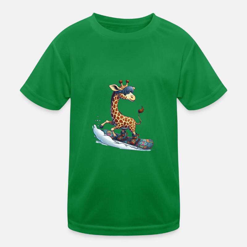 Cute Snowboarder Giraffe Kinder Funktions-T-Shirt
