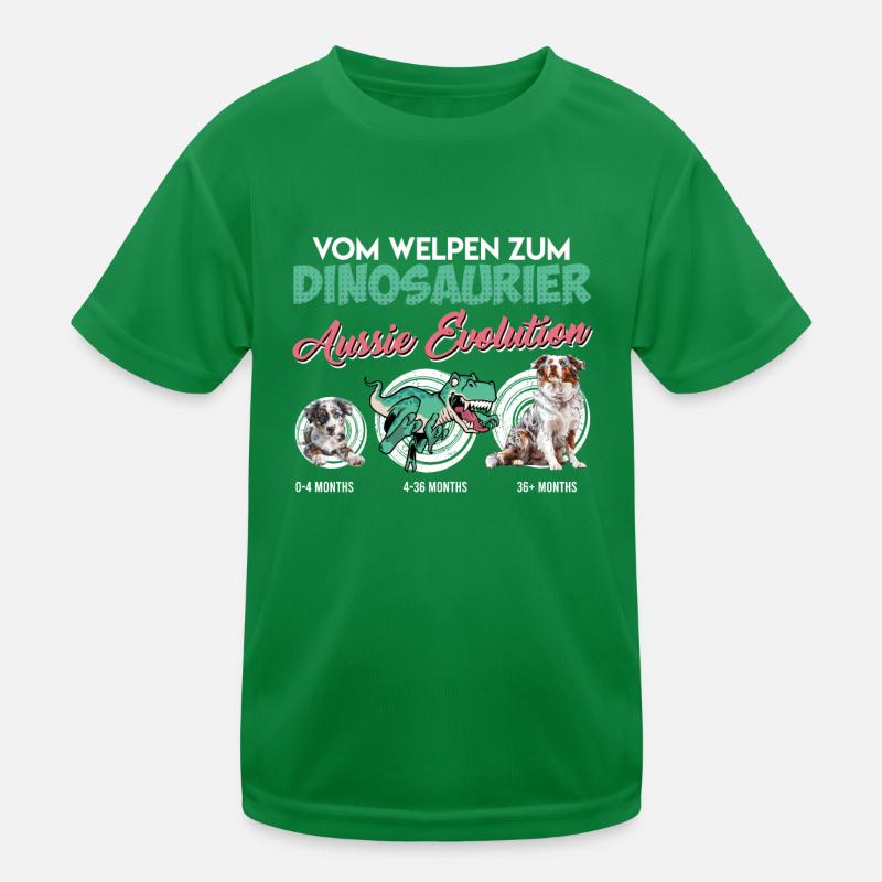 Aussie FROM PUPPY TO DINOSAUR Aussie evolution Kids Functional T-Shirt