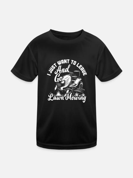 Landschaftsgärtner Rasen Mähen Gehen - Kinder Funktions-T-Shirt - Schwarz - Vorne