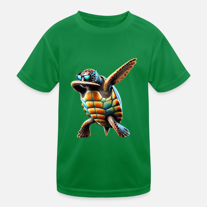 Funny Dabbing Sea Turtle Animal Lover Kids Functional T-Shirt