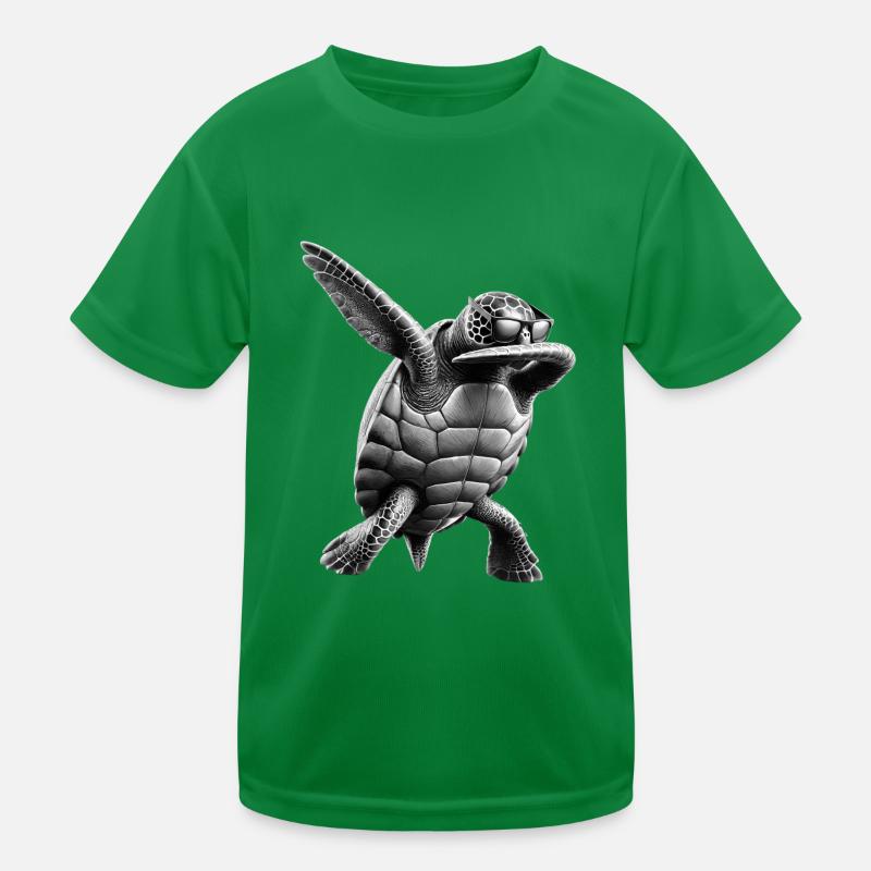 Funny Dabbing Sea Turtle Animal Lover Kids Functional T-Shirt