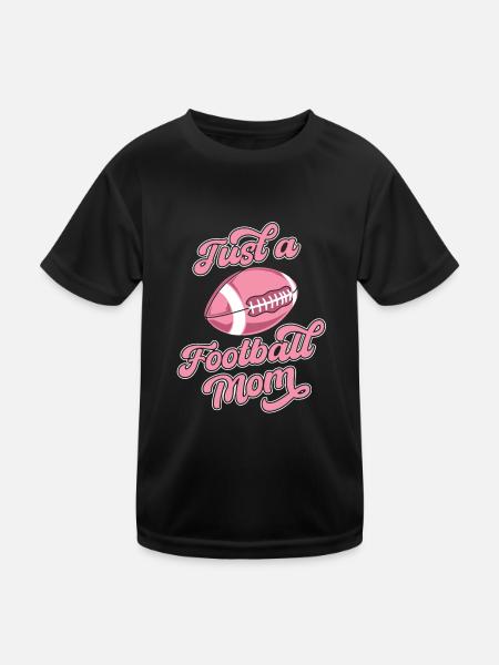 American Football Just A Football Mom - Kinder Funktions-T-Shirt - Schwarz - Vorne