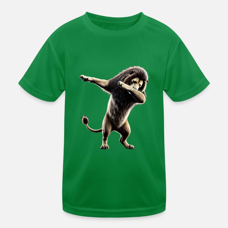 Funny Dabbing Lion Dancing Animal Lover Dab Animal Kids Functional T-Shirt