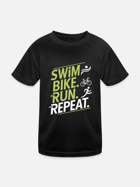 Triathlon Swim Bike Run Triathlete Sports Gift - Kids Functional T-Shirt - black - Front