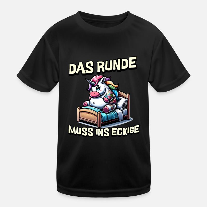 Bin Müde somit muss das runde ins Eckige Schlafen Kinder Funktions-T-Shirt