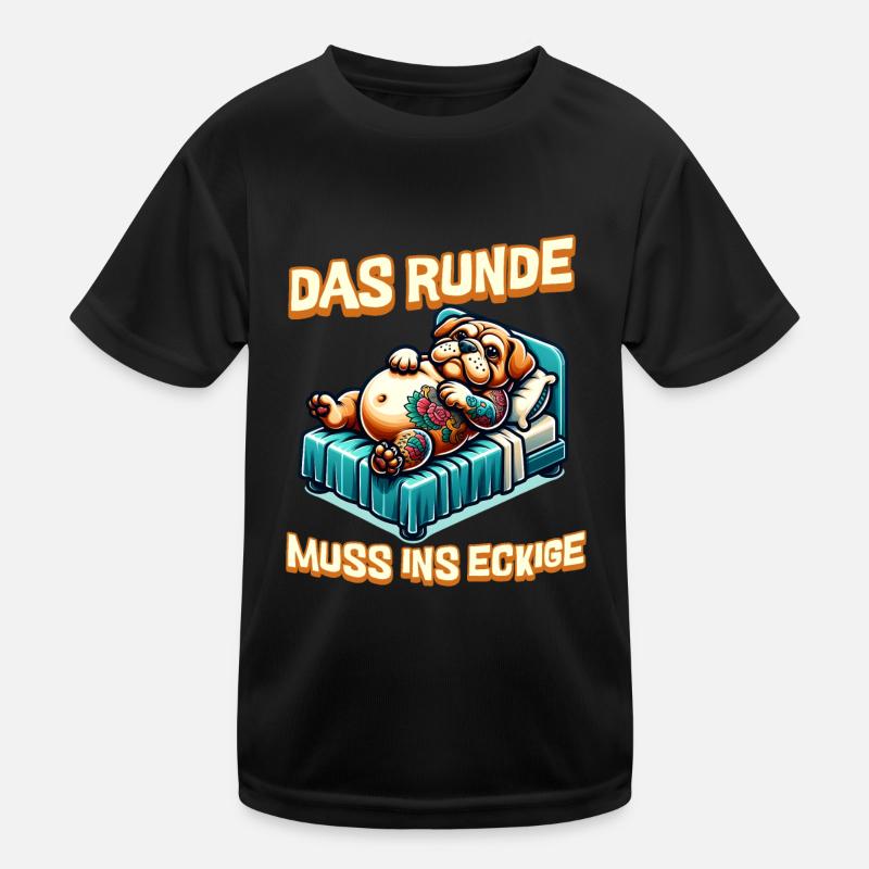 Bin Müde somit muss das runde ins Eckige Schlafen Kinder Funktions-T-Shirt