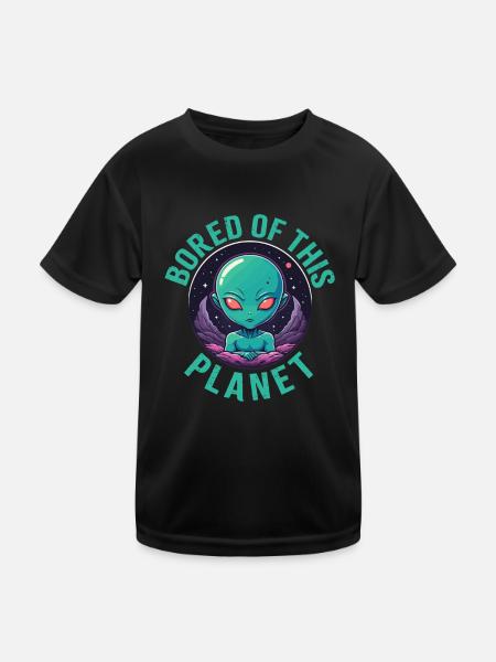 Gelangweilt von diesem Planeten. - Kinder Funktions-T-Shirt - Schwarz - Vorne