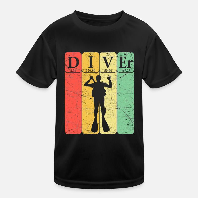 Scuba Diver Periodic Table Elements Scuba Diving - Kinder Funktions-T-Shirt - Schwarz
