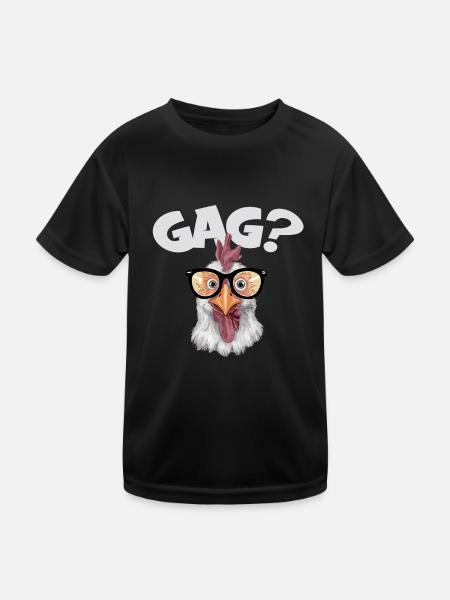 Lustige Henne mit Sonnenrbrille GAG - Kinder Funktions-T-Shirt - Schwarz - Vorne
