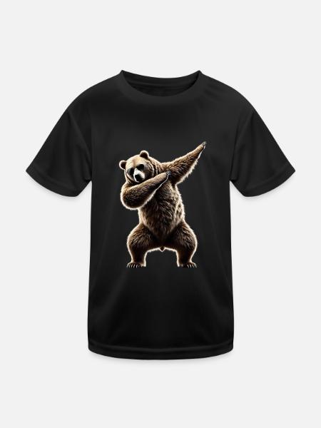 Drôle Dabbing Ours Amoureux des animaux Zoo Ours Animal - T-shirt sport Enfant - noir - Devant