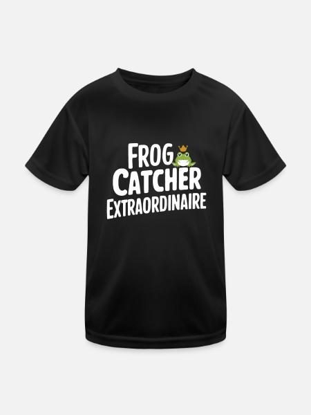 Amphibian frog hunter enthusiast, frog trapping - Kids Functional T-Shirt - black - Front