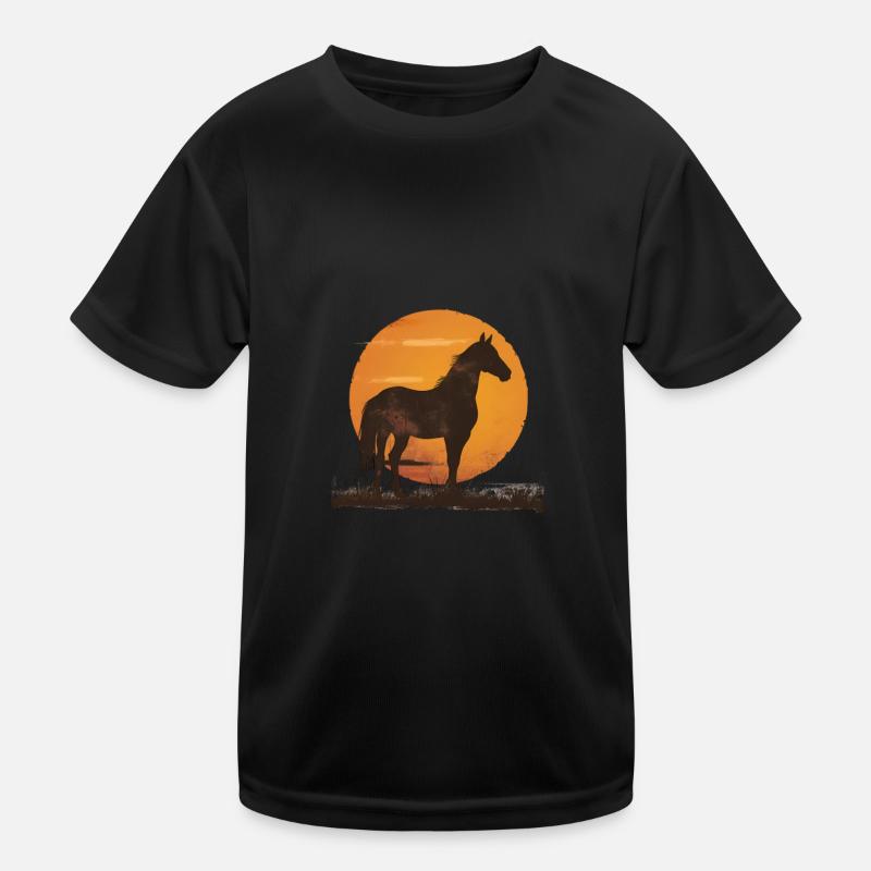 Silhouette Cheval Coucher De Soleil T-shirt sport Enfant