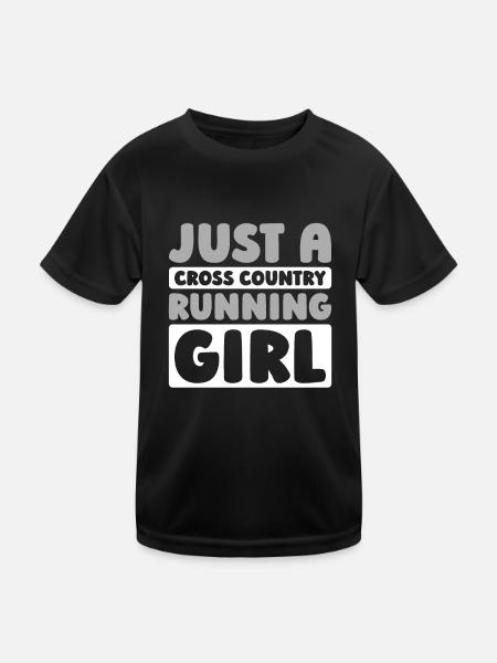 Xc Läufer Cross Country Running - Kinder Funktions-T-Shirt - Schwarz - Vorne