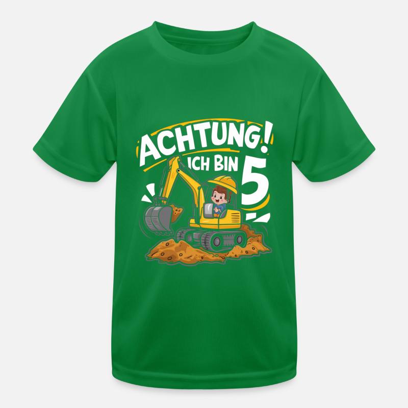 5ème anniversaire garçon 5 ans chantier de construction d’excavatrice T-shirt sport Enfant