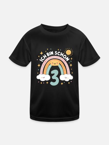 3rd Birthday Shirt Rainbow Cloud - Kids Functional T-Shirt - black - Front