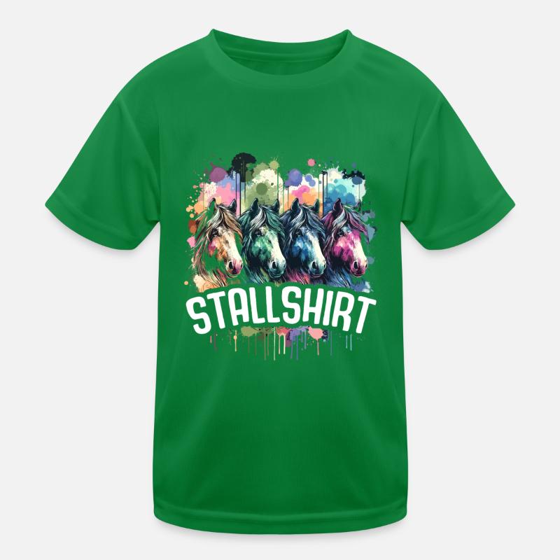 Pferde Stall Geschenk Gbeurtstag Reiten Kinder Funktions-T-Shirt