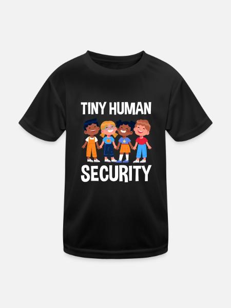 Kleine Menschen Sicherheit Kita - Kinder Funktions-T-Shirt - Schwarz - Vorne