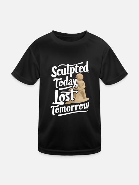 Sculpteurs de sable professionnels sur la plage du - T-shirt sport Enfant - noir - Devant