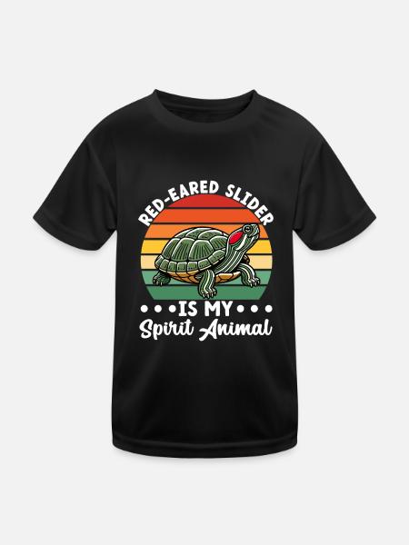 Turtle Red-eared Turtle - Kids Functional T-Shirt - black - Front