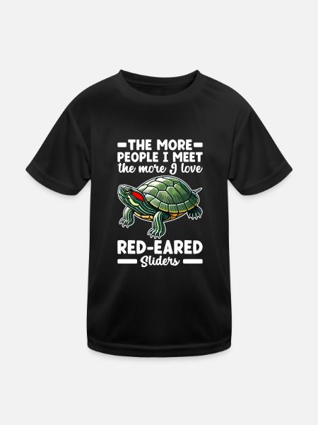 Turtle Red-eared Turtle - Kids Functional T-Shirt - black - Front
