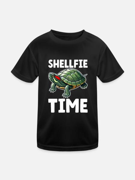 Turtle Red-eared Turtle - Kids Functional T-Shirt - black - Front