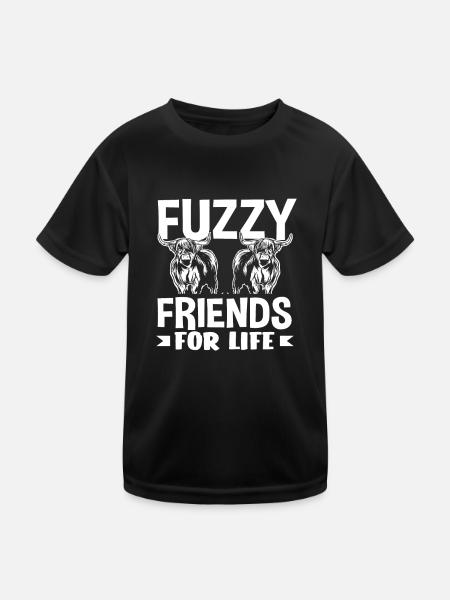 Fluffy Friends Forever Vache des Highlands - T-shirt sport Enfant - noir - Devant