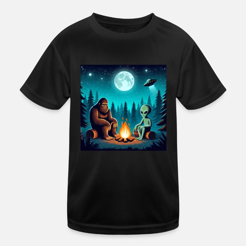 Bigfoot avec extraterrestre au feu de camp T-shirt sport Enfant