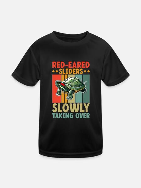 Turtle Red-eared Turtle - Kids Functional T-Shirt - black - Front