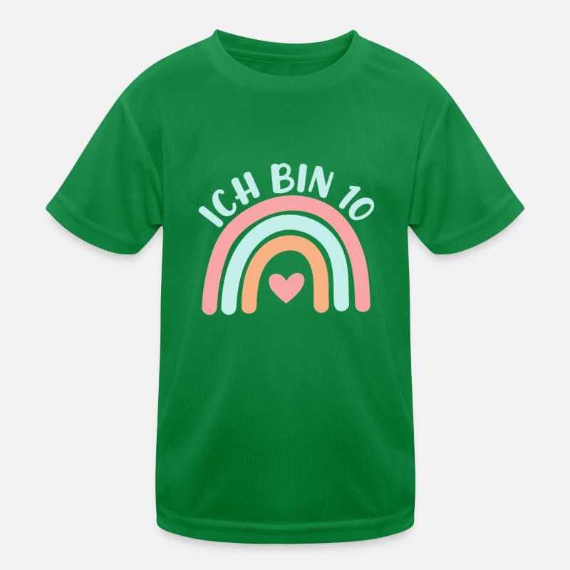 Ich bin 10 niedliche Regenbogen Design Junge Mädch Kinder Funktions-T-Shirt