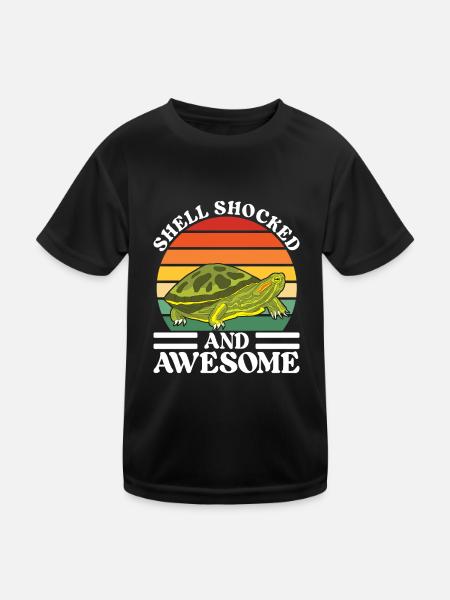 Turtle Red-eared Turtle - Kids Functional T-Shirt - black - Front