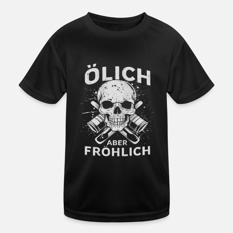 Oily but cheerful – For the true mechanics Kids Functional T-Shirt